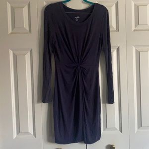 Francesca’s Navy Long Sleeve Knotted Dress Small